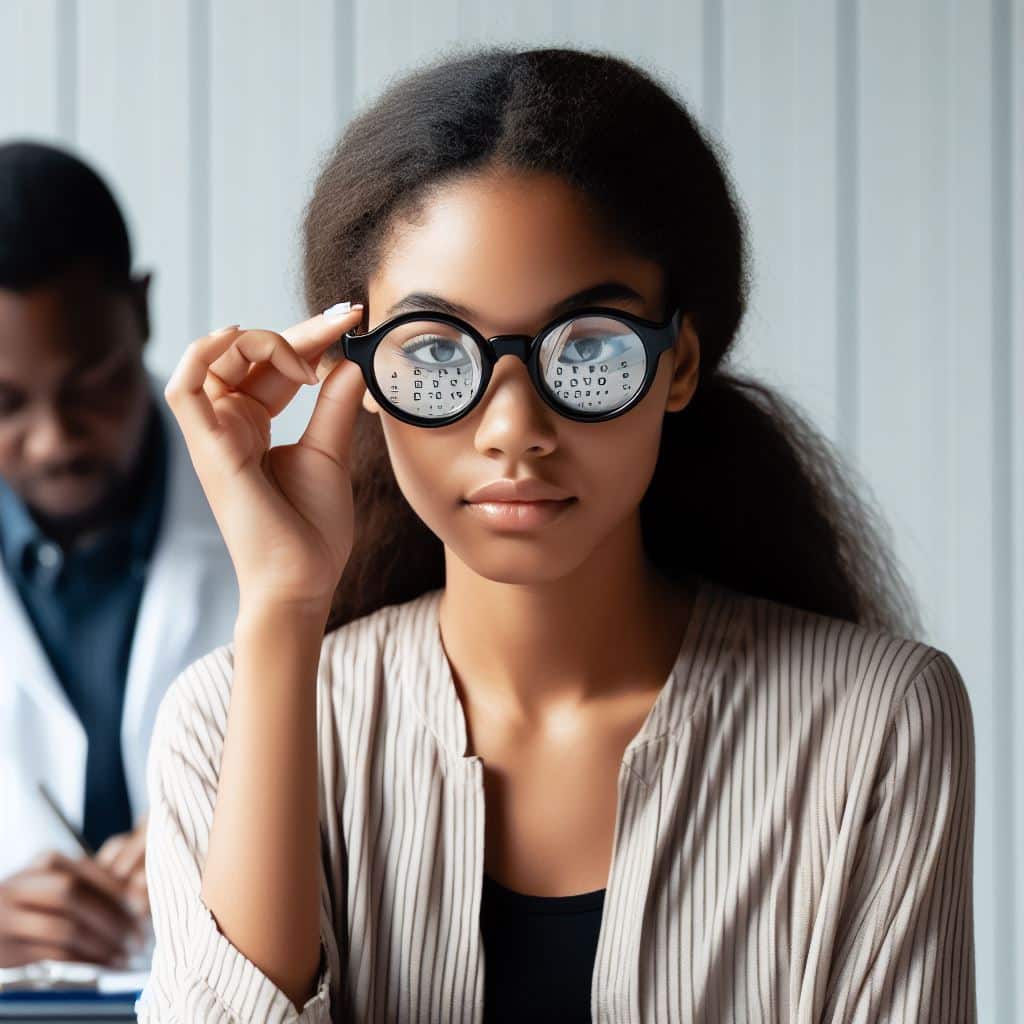 Person undergoing an eye test for learner’s licence