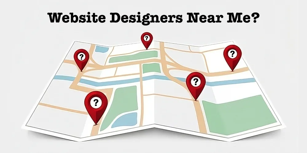 a local map with location icons pointing to web designers in your area